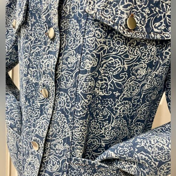 SOLITAIRE DENIM JACKET CRAFTED FLORAL PRINT 4 POCKETS SZ M VERSATILE AESTHETIC - Picture 11 of 14